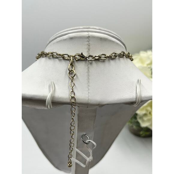 J. Crew Antique Gold Tone Prong Set Rhinestone Cluster Bib Statement Necklace - Picture 11 of 13